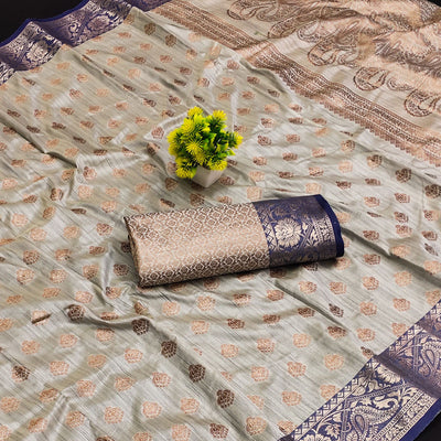 Grey Woven Kanjivaram Silk Saree