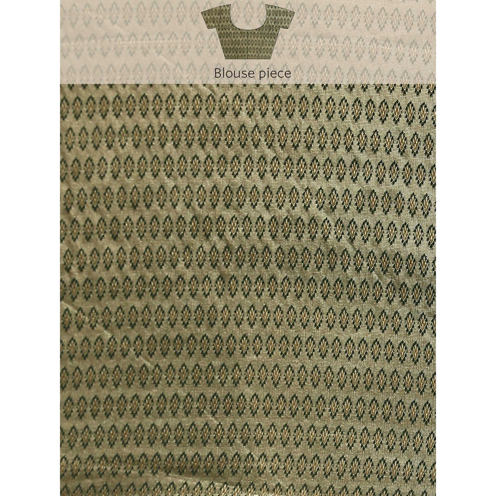 Mehndi Green Swaroski Work With Woven Border Satin Saree