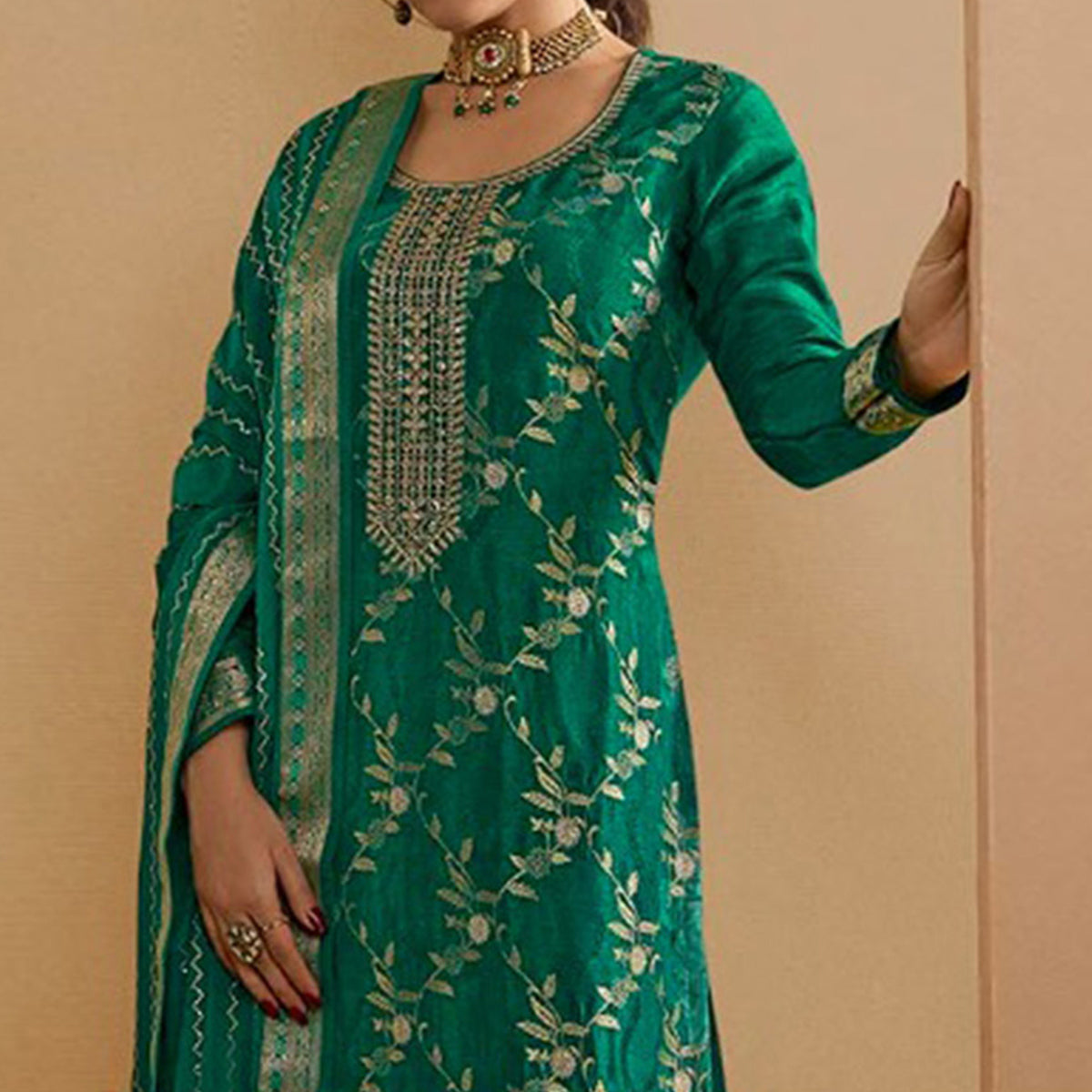 green-woven-and-embroidered-dola-silk-palazzo-suit