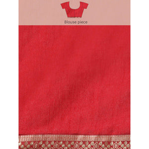 Maroon Floral Foil Printed Vichitra Silk Saree