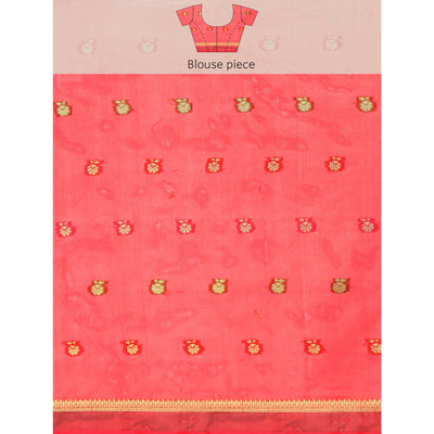 Maroon Woven Organza Saree