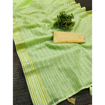 green-woven-linen-saree-1