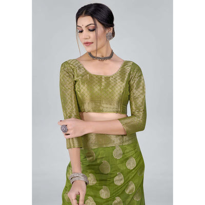 green-woven-organza-saree-with-tassels-2
