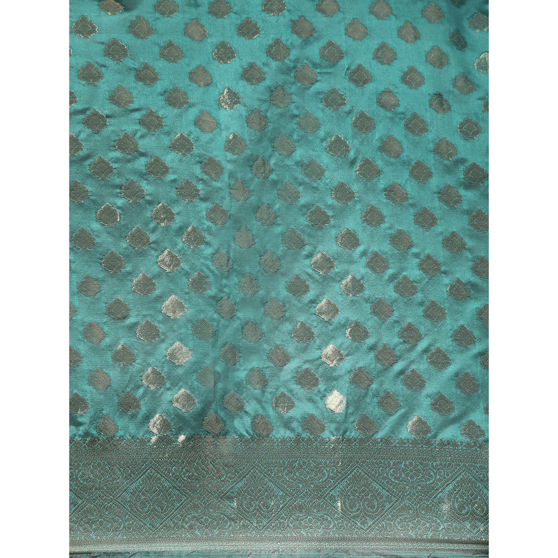 Blue Woven Organza Silk Saree With Tassels