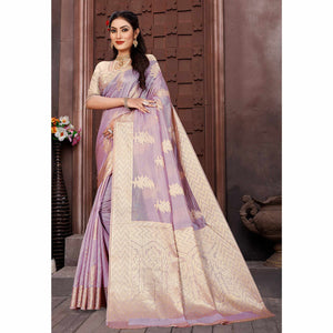 Light Purple Floral Woven Organza Saree