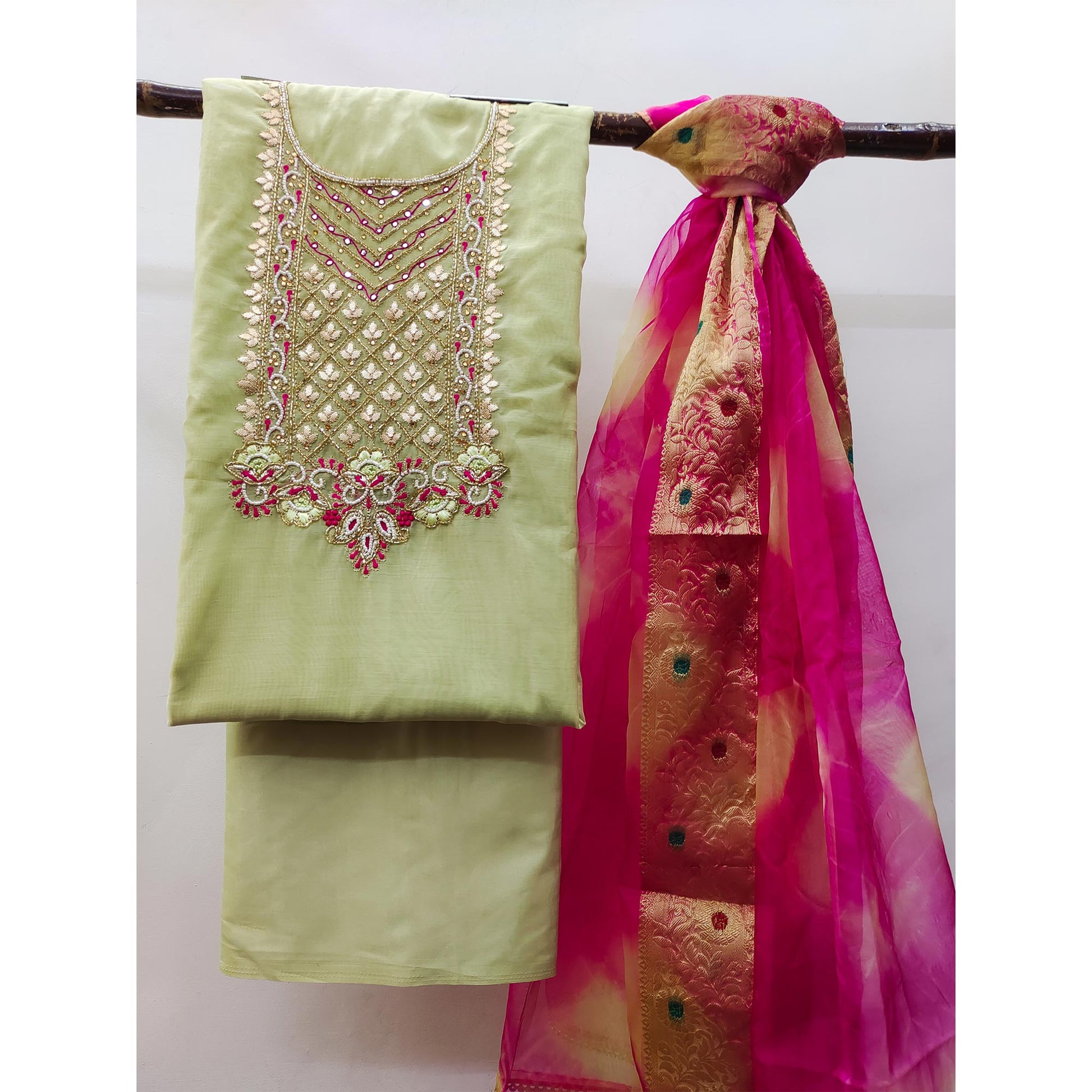 green-handwork-modal-dress-material