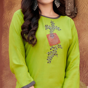 green-floral-embroidered-rayon-kurti-2