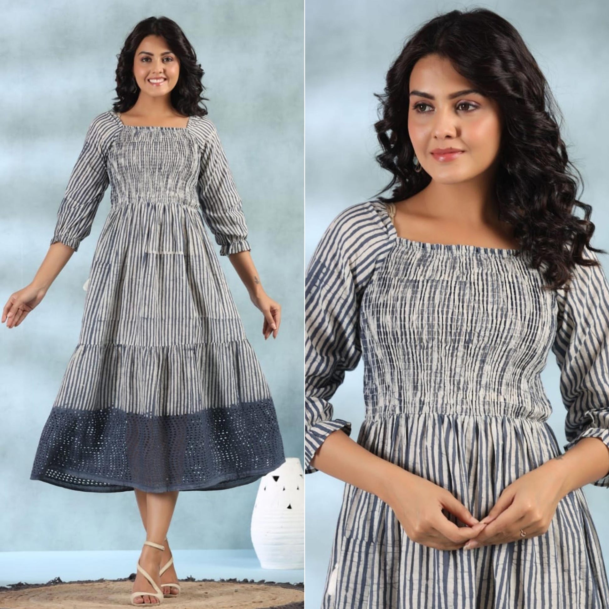 grey-blue-striped-printed-pure-cotton-dress