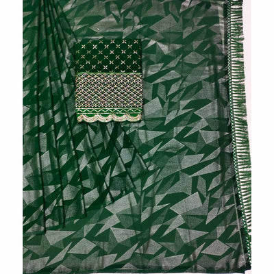 green-foil-printed-georgette-saree-2