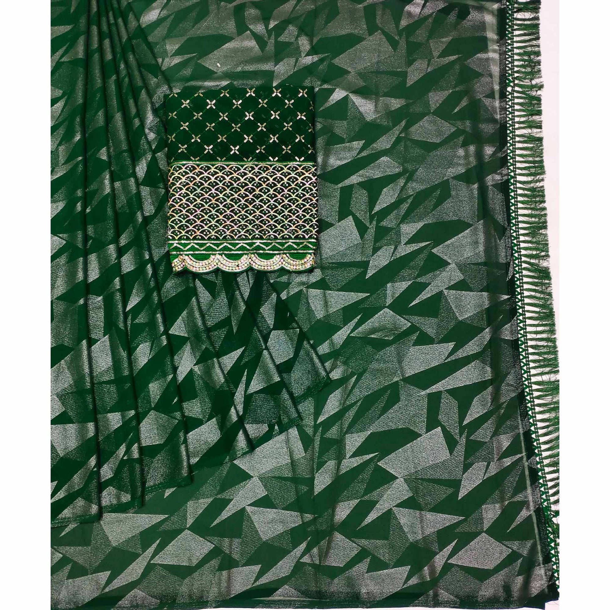 green-foil-printed-georgette-saree-2