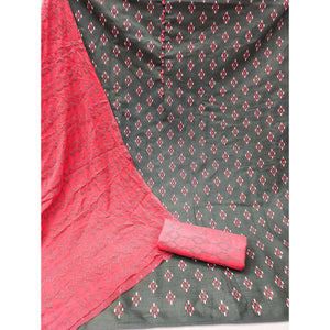 Grey Printed Cotton Blend Dress Material