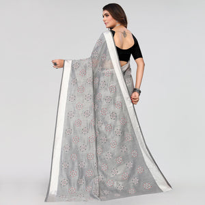 grey-floral-printed-poly-cotton-saree