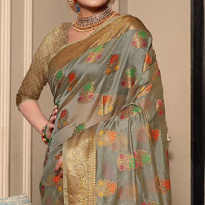b-grey-floral-woven-organza-saree