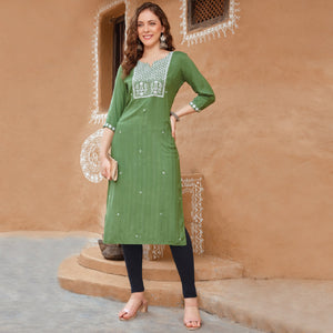 green-floral-embroidered-rayon-kurti-1