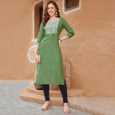 green-floral-embroidered-rayon-kurti-1