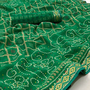 light-green-bandhani-printed-georgette-saree-with-designer-border