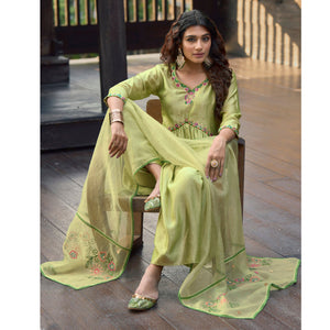 green-floral-embroidered-art-silk-naira-cut-suit