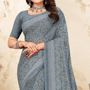grey-bandhani-printed-chiffon-saree
