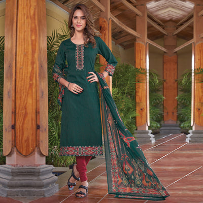 3-green-embroidered-rayon-kurti-with-dupatta