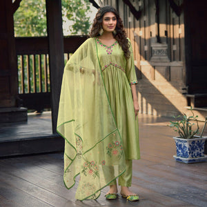 green-floral-embroidered-art-silk-naira-cut-suit