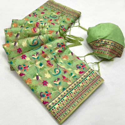 green-floral-woven-chanderi-saree