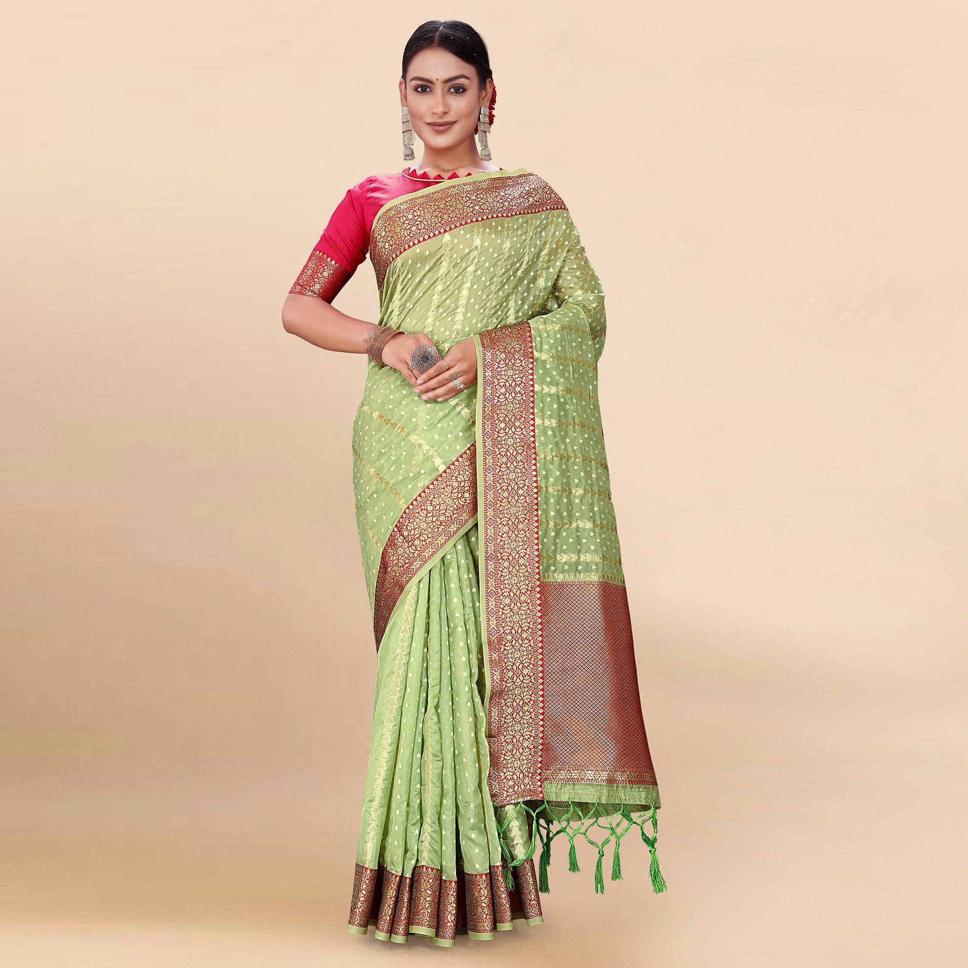 green-woven-organza-saree-with-tassels-19