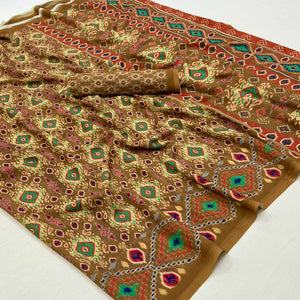 Brown Digital Printed Georgette Saree