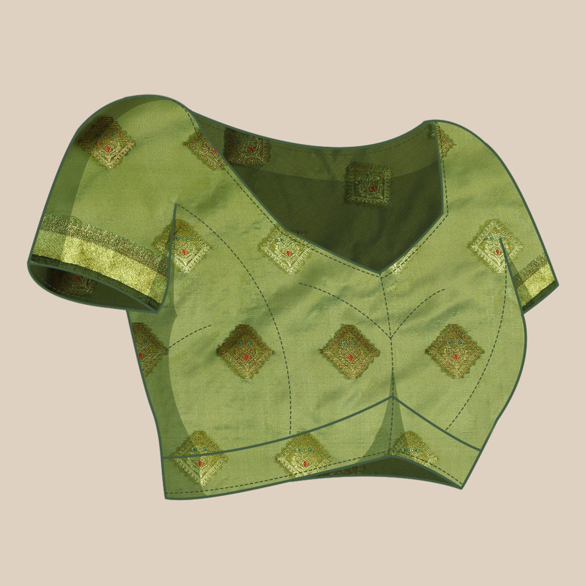 Mehendi Woven Organza Saree