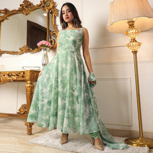 green-floral-printed-georgette-anarkali-suit
