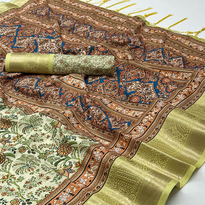 green-floral-digital-printed-pure-cotton-saree