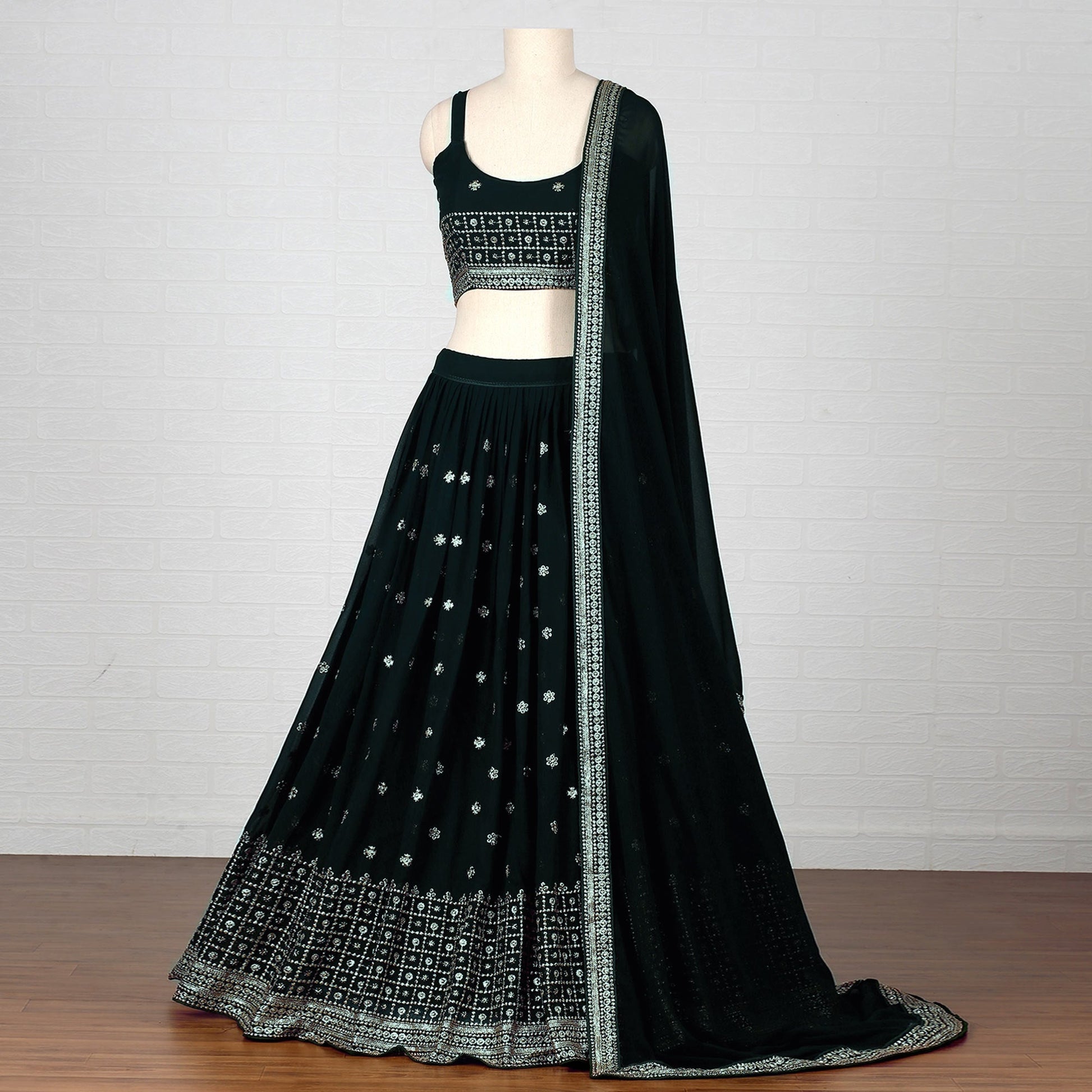 green-embroidered-georgette-lehenga-choli