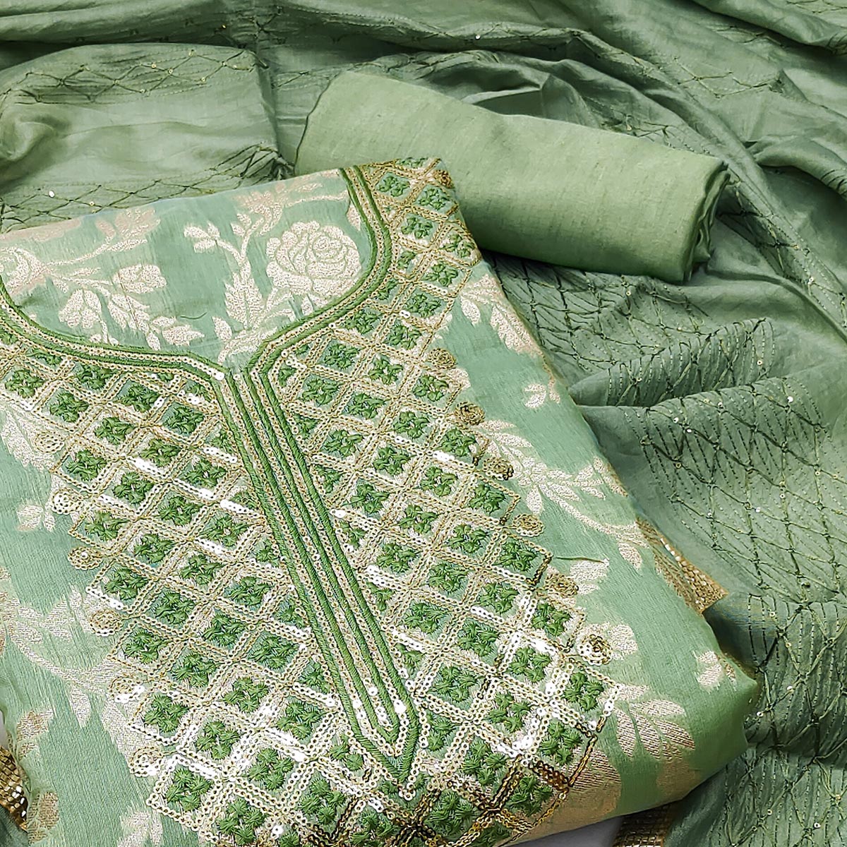 green-woven-with-sequins-work-modal-dress-material