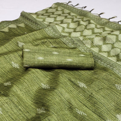 green-printed-tussar-silk-saree-with-tassels