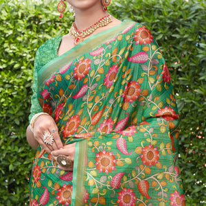 h-green-floral-digital-printed-cotton-silk-saree