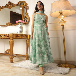 green-floral-printed-georgette-anarkali-suit