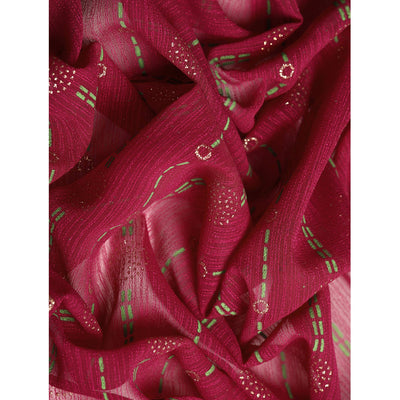 Maroon Foil Printed Zomato Saree