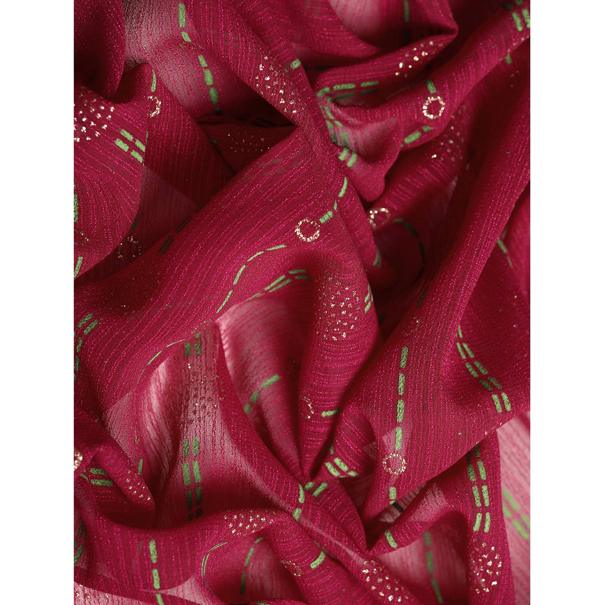 Maroon Foil Printed Zomato Saree