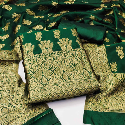 green-floral-woven-jacquard-dress-material