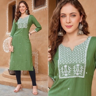 green-floral-embroidered-rayon-kurti-1