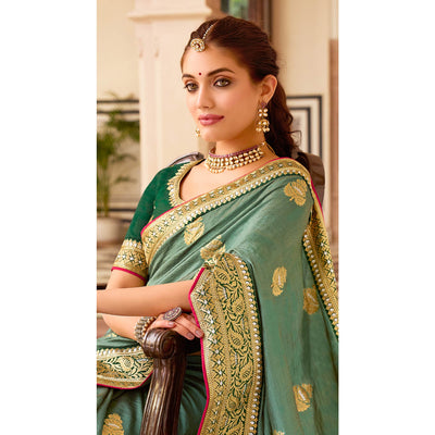 1-green-embroidered-vichitra-silk-saree-with-with-tassels