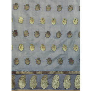 Grey Woven Organza Saree