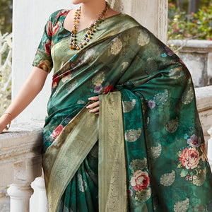 19-green-woven-with-floral-printed-art-silk-saree
