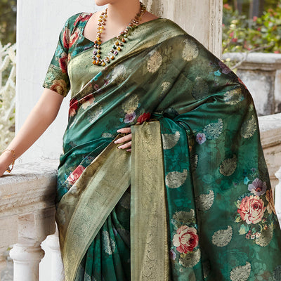 19-green-woven-with-floral-printed-art-silk-saree