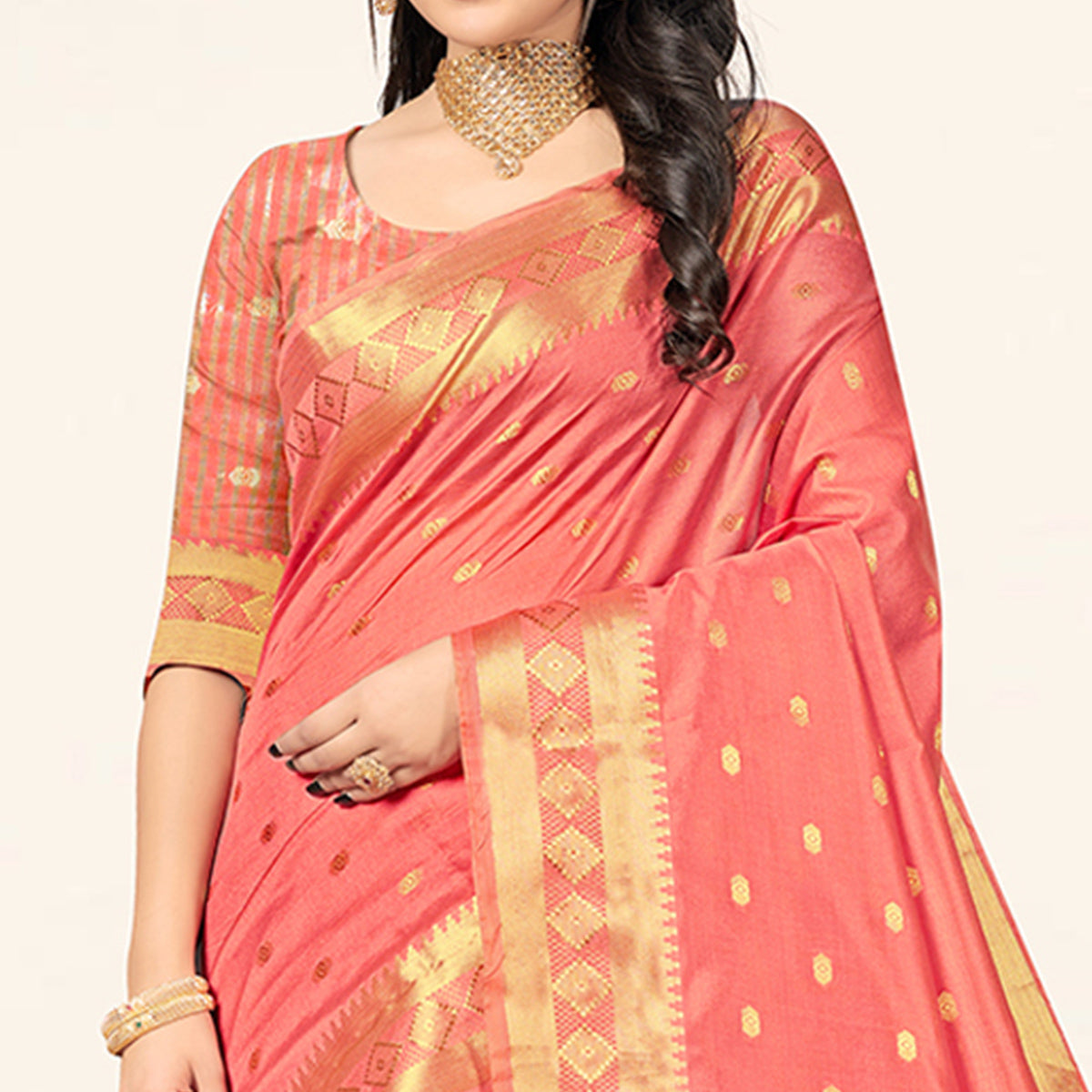 Gajari Pink Woven Assam Silk Saree With Tassels