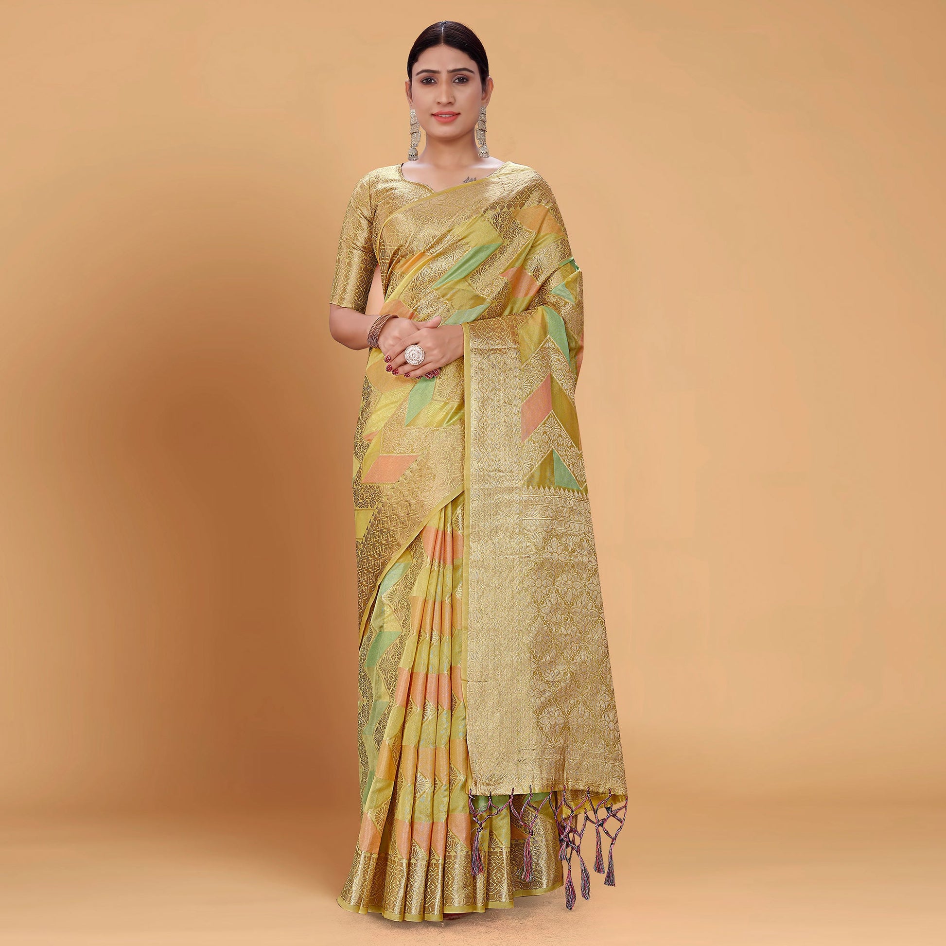 green-woven-organza-saree-with-tassels-14