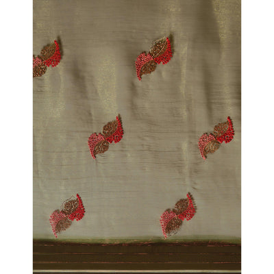 Mehendi Green Swarovski With Embroidery Work Chiffon Saree