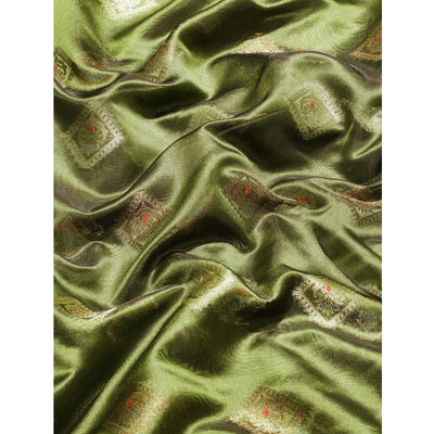 Mehendi Woven Organza Saree