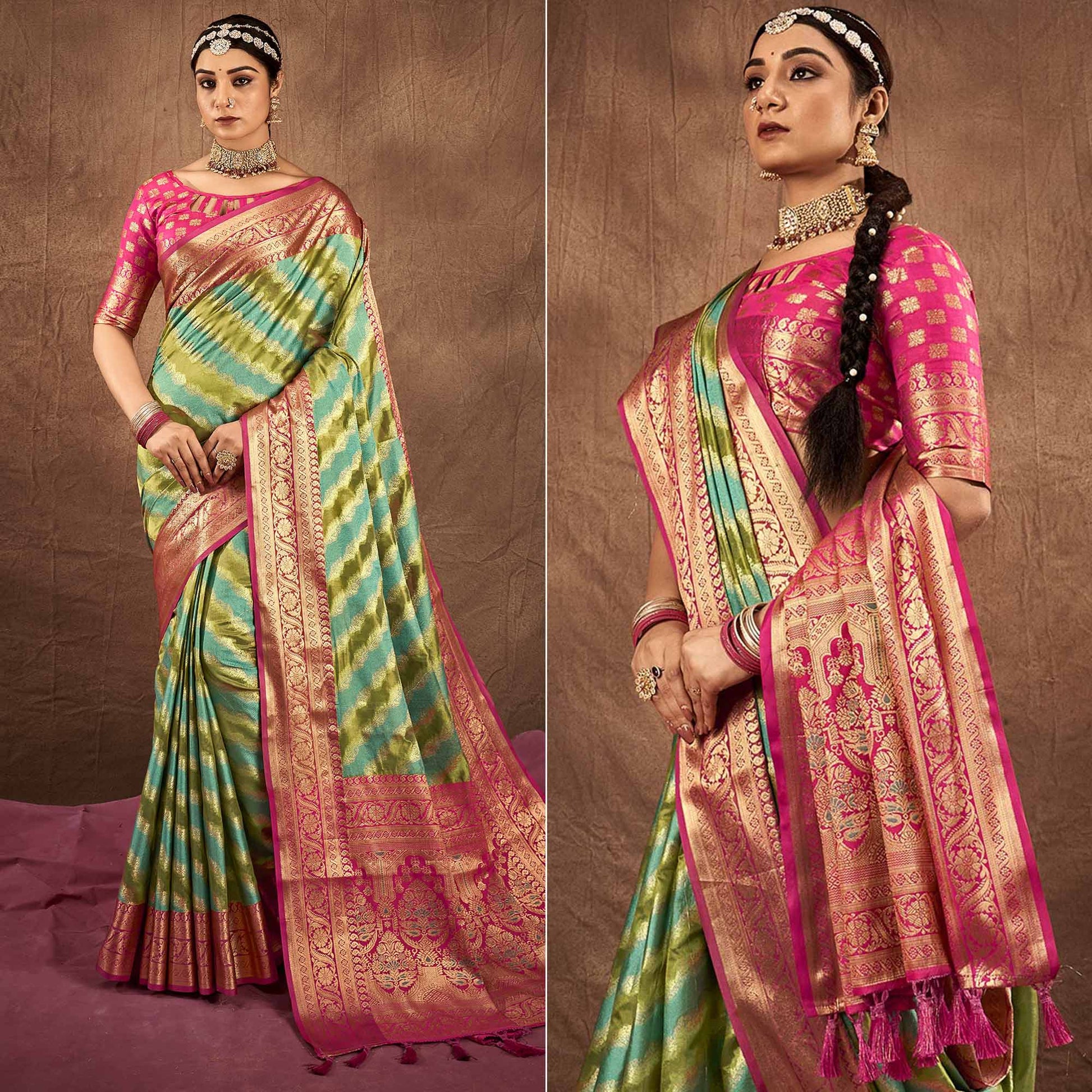 green-blue-woven-art-silk-saree