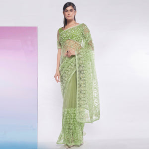 green-floral-embroidered-net-saree