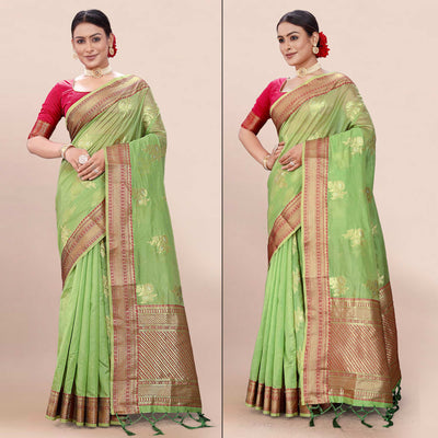green-woven-organza-saree-with-tassels-10
